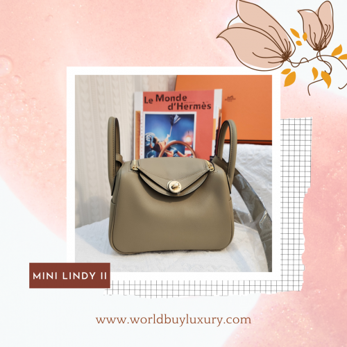 Hermes Mini Lindy Beige Marfa併H0 金扣 swift