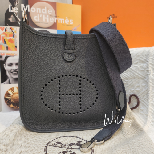 Hermes Mini Evelyne Gris Misty H0 銀扣 