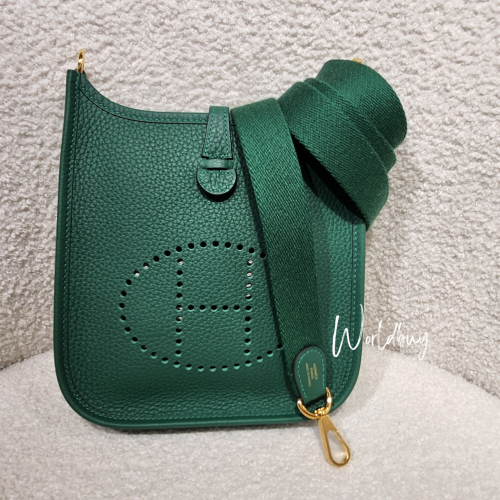 Hermes Mini Evelyne Vert Moyen 酒瓶綠金扣 