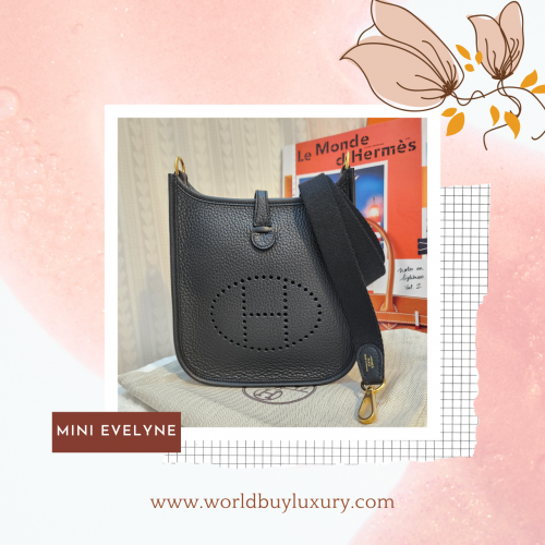 Hermes Mini Evelyne 黑色金扣