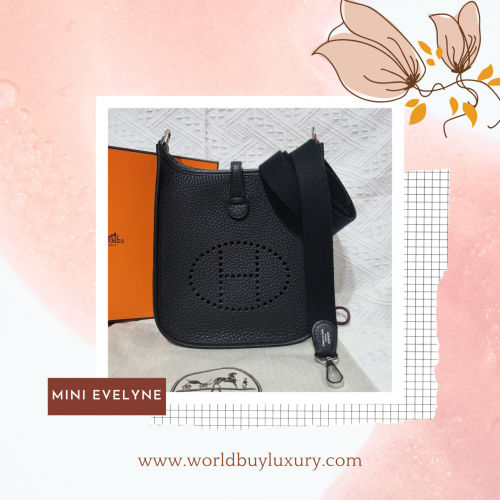 Hermes Mini Evelyne 黑色銀扣