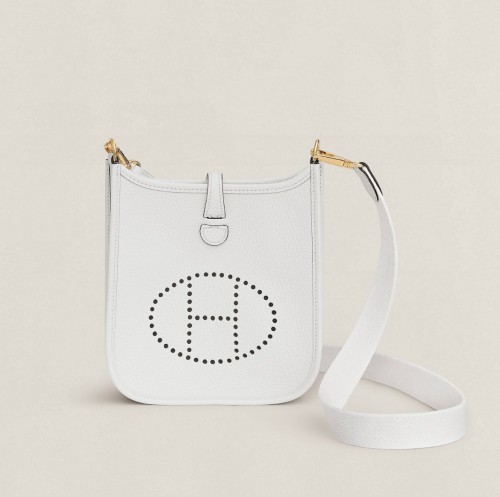 Hermes Mini Evelyne New White 金扣