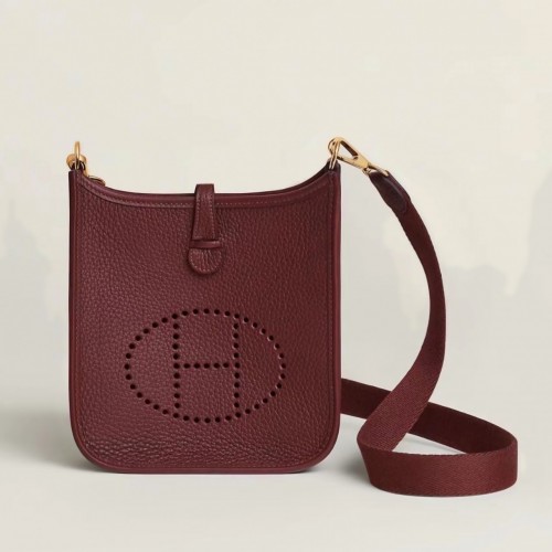 Hermes Mini Evelyne Rouge H 愛馬仕紅金扣