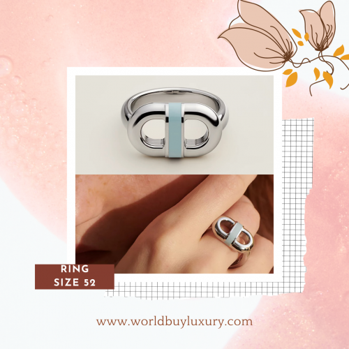 Hermes Maillon Ring - Bleu Lin Size 52