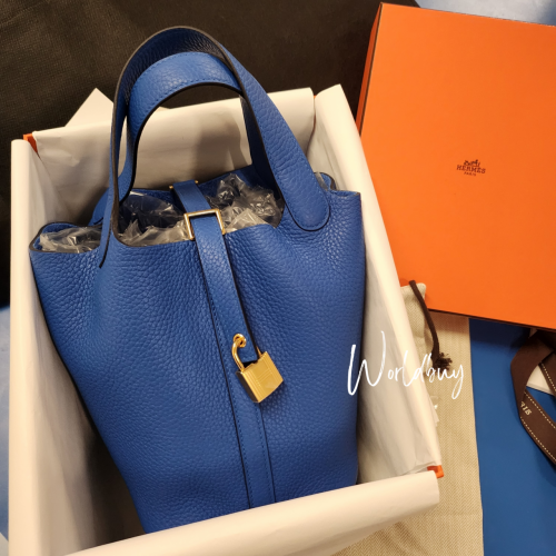 Hermes Picotin 18 Bleu Zellige 馬賽克藍金扣